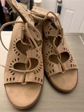 Mossimo Supply Co. Lace-Up Cutout Sandals in Beige